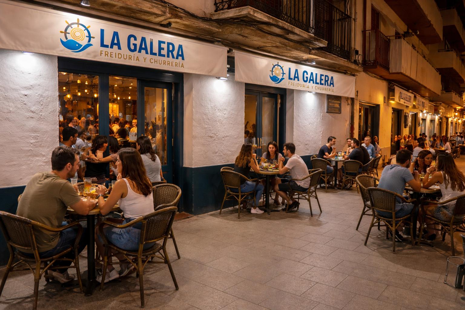 Fachada y puerta de entrada de La Galera, freiduría y churrería.